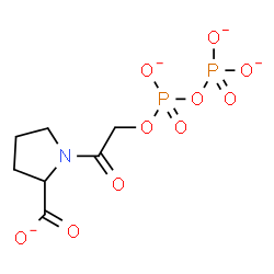 ChemSpider 2D Image | 1-({[(Phosphonatooxy)phosphinato]oxy}acetyl)-2-pyrrolidinecarboxylate | C7H9NO10P2