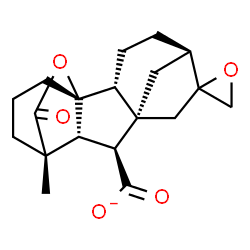 ChemSpider 2D Image | (1R,2R,5R,8R,9S,10R,11S)-11-Methyl-16-oxospiro[15-oxapentacyclo[9.3.2.1~5,8~.0~1,10~.0~2,8~]heptadecane-6,2'-oxirane]-9-carboxylate | C19H23O5