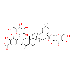 ChemSpider 2D Image | 1-O-[(3beta)-3-{[2-O-(beta-D-Glucopyranosyl)-beta-D-glucopyranuronosyl]oxy}-28-oxoolean-12-en-28-yl]-beta-D-glucopyranose | C48H75O19