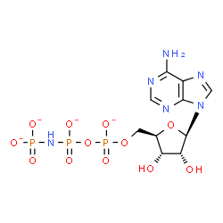 ChemSpider 2D Image | 5'-O-({[(Phosphonatoamino)phosphinato]oxy}phosphinato)adenosine | C10H13N6O12P3