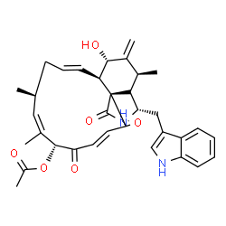 ChemSpider 2D Image | (3S,3aS,4S,6S,6aR,7E,10S,11Z,13R,15E,17aR)-6-Hydroxy-3-(1H-indol-3-ylmethyl)-4,10,12-trimethyl-5-methylene-1,14,17-trioxo-2,3,3a,4,5,6,6a,9,10,13,14,17-dodecahydro-1H-cyclotrideca[d]isoindol-13-yl ace
tate | C34H38N2O6