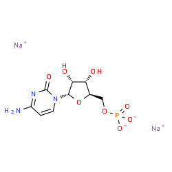 ChemSpider 2D Image | Disodium 4-amino-1-(5-O-phosphonato-alpha-D-ribofuranosyl)-2(1H)-pyrimidinone | C9H12N3Na2O8P