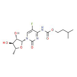 ChemSpider 2D Image | 1-(5-Deoxy-beta-D-arabinofuranosyl)-5-fluoro-4-{[(3-methylbutoxy)carbonyl]amino}-2(1H)-pyrimidinone | C15H22FN3O6