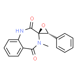 ChemSpider 2D Image | (3R,3'R)-4-Methyl-3'-phenylspiro[1,4-benzodiazepine-3,2'-oxirane]-2,5(1H,4H)-dione | C17H14N2O3