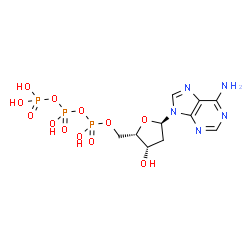 ChemSpider 2D Image | 9-[2-Deoxy-5-O-(hydroxy{[hydroxy(phosphonooxy)phosphoryl]oxy}phosphoryl)-alpha-L-threo-pentofuranosyl]-9H-purin-6-amine | C10H16N5O12P3