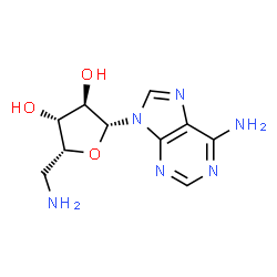 ChemSpider 2D Image | 9-(5-Amino-5-deoxy-beta-D-xylofuranosyl)-9H-purin-6-amine | C10H14N6O3