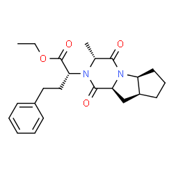 ChemSpider 2D Image | Ethyl (2R)-2-[(3R,5aS,8aS,9aS)-3-methyl-1,4-dioxodecahydro-2H-cyclopenta[4,5]pyrrolo[1,2-a]pyrazin-2-yl]-4-phenylbutanoate | C23H30N2O4