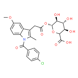 ChemSpider 2D Image | (5xi)-1-O-{[1-(4-Chlorobenzoyl)-5-methoxy-2-methyl-1H-indol-3-yl]acetyl}-beta-L-xylo-hexopyranuronic acid | C25H24ClNO10