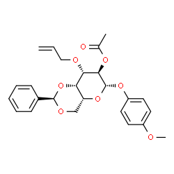 ChemSpider 2D Image | 4-Methoxyphenyl 2-O-acetyl-3-O-allyl-4,6-O-benzylidene-beta-D-galactopyranoside | C25H28O8