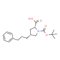ChemSpider 2D Image | (4R)-1-{[(2-Methyl-2-propanyl)oxy]carbonyl}-4-(3-phenylpropyl)-D-proline | C19H27NO4