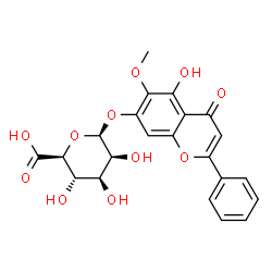 ChemSpider 2D Image | 5-Hydroxy-6-methoxy-4-oxo-2-phenyl-4H-chromen-7-yl beta-D-mannopyranosiduronic acid | C22H20O11