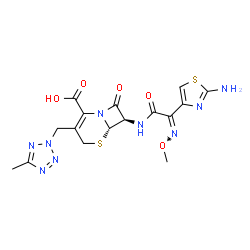 ChemSpider 2D Image | (6S,7R)-7-{[(2Z)-2-(2-Amino-1,3-thiazol-4-yl)-2-(methoxyimino)acetyl]amino}-3-[(5-methyl-2H-tetrazol-2-yl)methyl]-8-oxo-5-thia-1-azabicyclo[4.2.0]oct-2-ene-2-carboxylic acid | C16H17N9O5S2