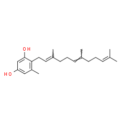 ChemSpider 2D Image | 5-Methyl-4-[(2E,6E)-3,7,11-trimethyl-2,6,10-dodecatrien-1-yl]-1,3-benzenediol | C22H32O2