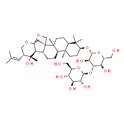 ChemSpider 2D Image | (1R,2S,5R,7S,10S,11R,14R,15S,16R,17R,20S)-16-Hydroxy-2,6,6,10,16-pentamethyl-17-(2-methyl-1-propen-1-yl)-19,21-dioxahexacyclo[18.2.1.0~1,14~.0~2,11~.0~5,10~.0~15,20~]tricos-7-yl 3-O-beta-D-glucopyrano
syl-beta-D-glucopyranoside | C42H68O14