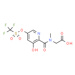 ChemSpider 2D Image | N-[(3-Hydroxy-5-{[(trifluoromethyl)sulfonyl]oxy}-2-pyridinyl)carbonyl]-N-methylglycine | C10H9F3N2O7S