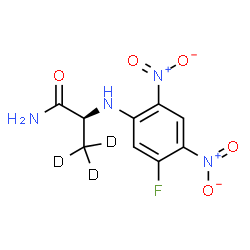 ChemSpider 2D Image | N~2~-(5-Fluoro-2,4-dinitrophenyl)-L-(3,3,3-~2~H_3_)alaninamide | C9H6D3FN4O5