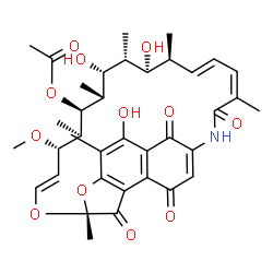 ChemSpider 2D Image | (7R,9E,11S,12R,13S,14R,15R,16R,17S,18S,19E,21Z)-2,15,17-Trihydroxy-11-methoxy-3,7,12,14,16,18,22-heptamethyl-6,23,27,29-tetraoxo-8,30-dioxa-24-azatetracyclo[23.3.1.1~4,7~.0~5,28~]triaconta-1(28),2,4,9
,19,21,25-heptaen-13-yl acetate | C37H45NO12