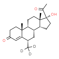 ChemSpider 2D Image | (6alpha,9beta,14beta)-17-Hydroxy-6-(~2~H_3_)methylpregn-4-ene-3,20-dione | C22H29D3O3