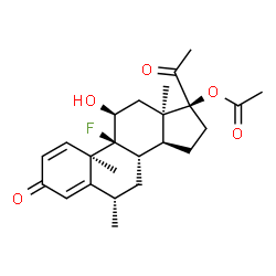 ChemSpider 2D Image | (6alpha,9beta,10alpha,11beta,13alpha,17alpha)-9-Fluoro-11-hydroxy-6-methyl-3,20-dioxopregna-1,4-dien-17-yl acetate | C24H31FO5