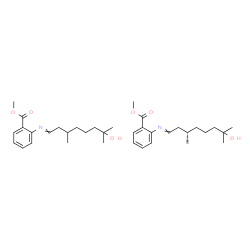 ChemSpider 2D Image | Methyl 2-{(E)-[(3S)-7-hydroxy-3,7-dimethyloctylidene]amino}benzoate - methyl 2-[(E)-(7-hydroxy-3,7-dimethyloctylidene)amino]benzoate (1:1) | C36H54N2O6