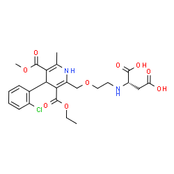 ChemSpider 2D Image | N-(2-{[4-(2-Chlorophenyl)-3-(ethoxycarbonyl)-5-(methoxycarbonyl)-6-methyl-1,4-dihydro-2-pyridinyl]methoxy}ethyl)-L-aspartic acid | C24H29ClN2O9