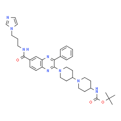 ChemSpider 2D Image | 2-Methyl-2-propanyl [1'-(6-{[3-(1H-imidazol-1-yl)propyl]carbamoyl}-3-phenyl-2-quinoxalinyl)-1,4'-bipiperidin-4-yl]carbamate | C36H46N8O3