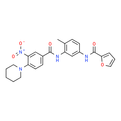 ChemSpider 2D Image | N-(4-Methyl-3-{[3-nitro-4-(1-piperidinyl)benzoyl]amino}phenyl)-2-furamide | C24H24N4O5