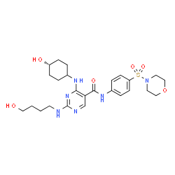 ChemSpider 2D Image | 2-[(4-Hydroxybutyl)amino]-4-[(4-hydroxycyclohexyl)amino]-N-[4-(4-morpholinylsulfonyl)phenyl]-5-pyrimidinecarboxamide | C25H36N6O6S