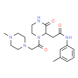 ChemSpider 2D Image | 2-(1-(2-(4-methylpiperazin-1-yl)acetyl)-3-oxopiperazin-2-yl)-N-m-tolylacetamide | C20H29N5O3