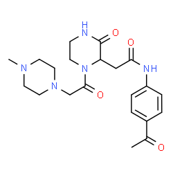 ChemSpider 2D Image | N-(4-Acetylphenyl)-2-{1-[(4-methyl-1-piperazinyl)acetyl]-3-oxo-2-piperazinyl}acetamide | C21H29N5O4