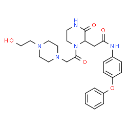 ChemSpider 2D Image | 2-(1-{[4-(2-Hydroxyethyl)-1-piperazinyl]acetyl}-3-oxo-2-piperazinyl)-N-(4-phenoxyphenyl)acetamide | C26H33N5O5