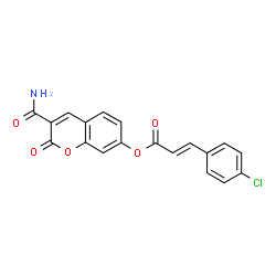 ChemSpider 2D Image | 3-Carbamoyl-2-oxo-2H-chromen-7-yl (2E)-3-(4-chlorophenyl)acrylate | C19H12ClNO5