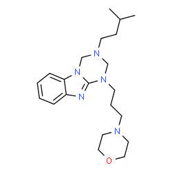 ChemSpider 2D Image | 3-(3-Methylbutyl)-1-[3-(4-morpholinyl)propyl]-1,2,3,4-tetrahydro[1,3,5]triazino[1,2-a]benzimidazole | C21H33N5O