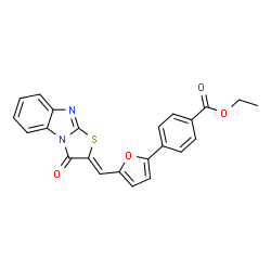 ChemSpider 2D Image | Ethyl 4-{5-[(Z)-(3-oxo[1,3]thiazolo[3,2-a]benzimidazol-2(3H)-ylidene)methyl]-2-furyl}benzoate | C23H16N2O4S