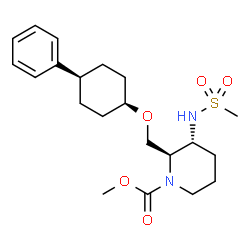 ChemSpider 2D Image | Methyl (2R,3R)-3-[(methylsulfonyl)amino]-2-{[(cis-4-phenylcyclohexyl)oxy]methyl}-1-piperidinecarboxylate | C21H32N2O5S