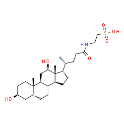 ChemSpider 2D Image | 2-{[(3beta,5beta,12beta,17alpha)-3,12-Dihydroxy-24-oxocholan-24-yl]amino}ethanesulfonic acid | C26H45NO6S
