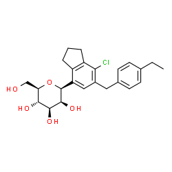 ChemSpider 2D Image | (1S)-1,5-Anhydro-1-[7-chloro-6-(4-ethylbenzyl)-2,3-dihydro-1H-inden-4-yl]-D-mannitol | C24H29ClO5