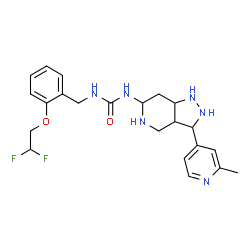 ChemSpider 2D Image | 1-[2-(2,2-Difluoroethoxy)benzyl]-3-[3-(2-methyl-4-pyridinyl)octahydro-1H-pyrazolo[4,3-c]pyridin-6-yl]urea | C22H28F2N6O2