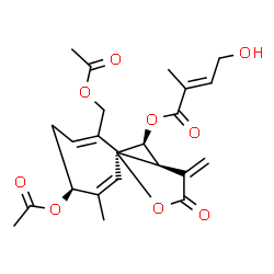 ChemSpider 2D Image | (3aR,4R,6Z,9S,10Z,11aR)-9-Acetoxy-6-(acetoxymethyl)-10-methyl-3-methylene-2-oxo-2,3,3a,4,5,8,9,11a-octahydrocyclodeca[b]furan-4-yl (2E)-4-hydroxy-2-methyl-2-butenoate | C24H30O9