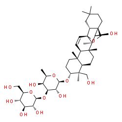 ChemSpider 2D Image | (3alpha,13alpha,16beta)-16,24-Dihydroxy-13,28-epoxyolean-11-en-3-yl 6-deoxy-3-O-beta-D-glucopyranosyl-beta-D-galactopyranoside | C42H68O13