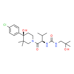 ChemSpider 2D Image | 1-{(2R)-1-[(4R)-4-(4-Chlorophenyl)-4-hydroxy-3,3-dimethyl-1-piperidinyl]-3-methyl-1-oxo-2-butanyl}-3-(2-hydroxy-2-methylpropyl)urea | C23H36ClN3O4
