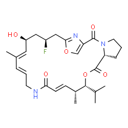 ChemSpider 2D Image | (7R,10R,11R,12E,17E,19E,21S,23S)-23-Fluoro-21-hydroxy-10-isopropyl-11,19-dimethyl-9,26-dioxa-3,15,28-triazatricyclo[23.2.1.0~3,7~]octacosa-1(27),12,17,19,25(28)-pentaene-2,8,14-trione | C28H38FN3O6