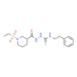 ChemSpider 2D Image | 2-{[1-(Ethylsulfonyl)-3-piperidinyl]carbonyl}-N-(2-phenylethyl)hydrazinecarbothioamide | C17H26N4O3S2