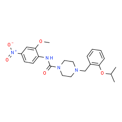 ChemSpider 2D Image | 4-(2-Isopropoxybenzyl)-N-(2-methoxy-4-nitrophenyl)-1-piperazinecarboxamide | C22H28N4O5
