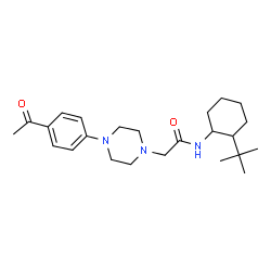 ChemSpider 2D Image | 2-[4-(4-Acetylphenyl)-1-piperazinyl]-N-[2-(2-methyl-2-propanyl)cyclohexyl]acetamide | C24H37N3O2