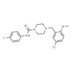 ChemSpider 2D Image | 4-(5-Chloro-2-methoxybenzyl)-N-(4-fluorophenyl)-1-piperazinecarboxamide | C19H21ClFN3O2