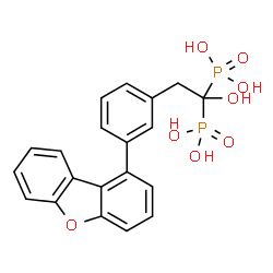ChemSpider 2D Image | {2-[3-(Dibenzo[b,d]furan-1-yl)phenyl]-1-hydroxy-1,1-ethanediyl}bis(phosphonic acid) | C20H18O8P2
