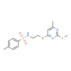 ChemSpider 2D Image | 4-Methyl-N-[2-(6-methyl-2-methylsulfanyl-pyrimidin-4-yloxy)-ethyl]-benzenesulfonamide | C15H19N3O3S2