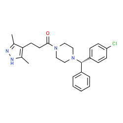 ChemSpider 2D Image | 1-{4-[(S)-(4-Chlorophenyl)(phenyl)methyl]-1-piperazinyl}-3-(3,5-dimethyl-1H-pyrazol-4-yl)-1-propanone | C25H29ClN4O