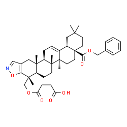 ChemSpider 2D Image | 4-({(4aS,6aS,6bR,8aR,9R,13aR,13bR,15bS)-4a-[(Benzyloxy)carbonyl]-2,2,6a,6b,9,13a-hexamethyl-1,2,3,4,4a,5,6,6a,6b,7,8,8a,9,13,13a,13b,14,15b-octadecahydropiceno[2,3-d][1,2]oxazol-9-yl}methoxy)-4-oxobut
anoic acid | C42H55NO7